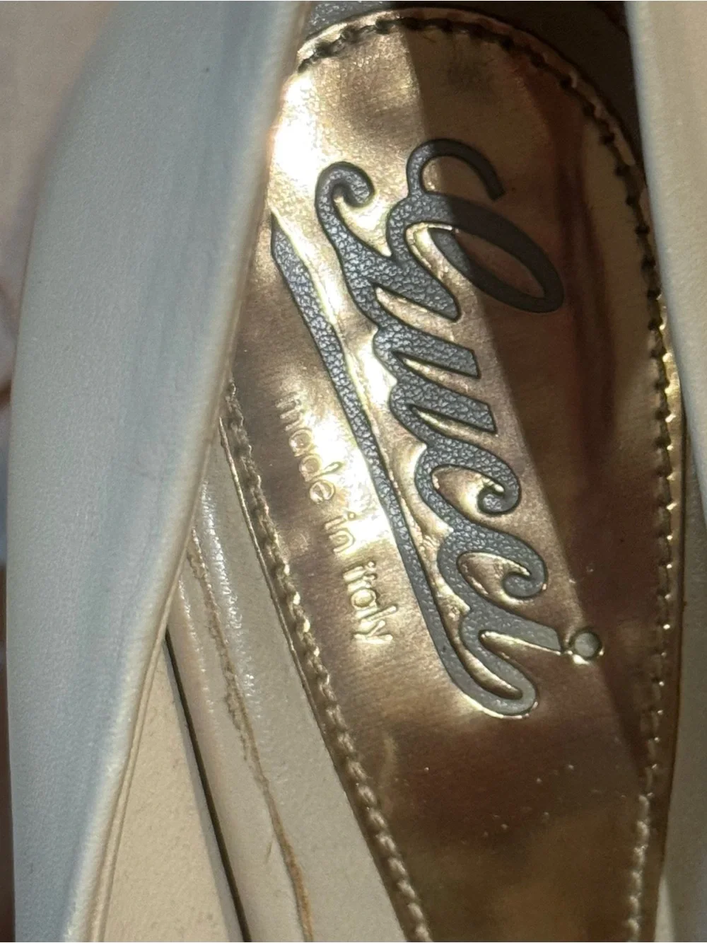 Gucci Light Gray Peep-Toe Leather Pumps, Platform, size 40